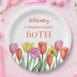 Assiettes En Carton Fête florale 60 ans 
