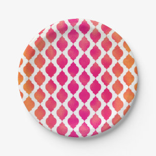 Assiettes En Carton Fête glamour marocaine arabe rose et orange