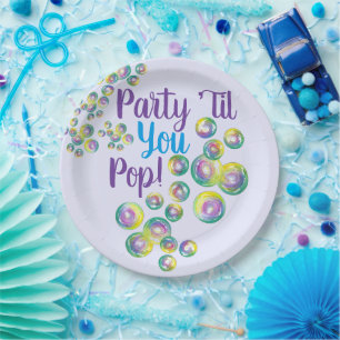 Assiettes En Carton Fête jusqu'à vous Pop souffler bulles Iridescente