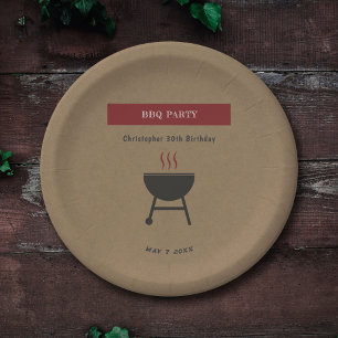 Assiettes En Carton Fête Kraft & Rustic BBQ Anniversaire