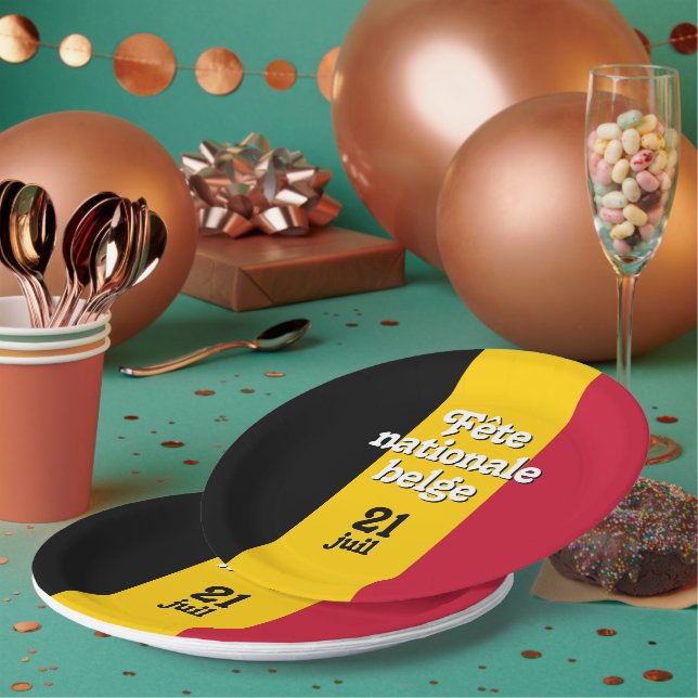 Assiettes En Carton Fête nationale belge (Multi)