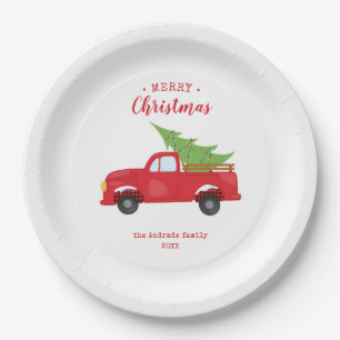 Assiettes En Carton Fête Noël Red Truck Fête Fête Fête Fête Fête