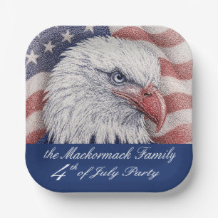 Assiettes En Carton Fête patriotique du 4 juillet Aigle Rouge Blanc Bl