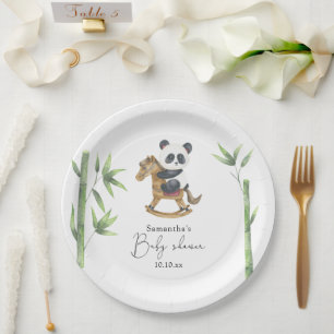 Assiettes En Carton Fête prénatale Bamboo et bébé panda
