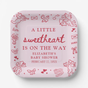 Assiettes En Carton Fête Prénatale Bébé Sucrerie Saint-Valentin Dessin