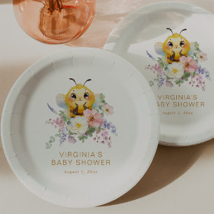 Assiettes En Carton Fête Prénatale d'Abeille