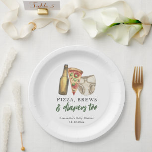 Assiettes En Carton Fête prénatale Pizza, Bières et Couches aussi 
