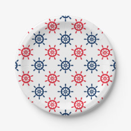 Assiettes En Carton Fête Rouge Blanc Bleu Nautique Amusante