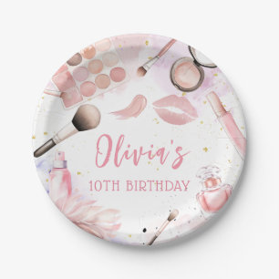 Assiettes En Carton Fête Spa rose Glamor Girl Maquillage Anniversaire