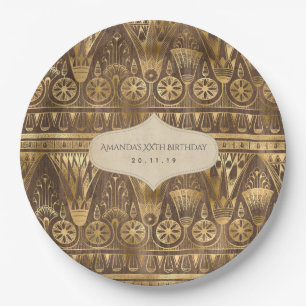 Assiettes En Carton Fête sur le thème de l'Égypte en feuille d'or