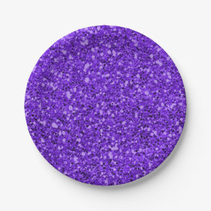 Assiettes En Carton Fête sur mesure Paillettes Étincelle Violet Glamou