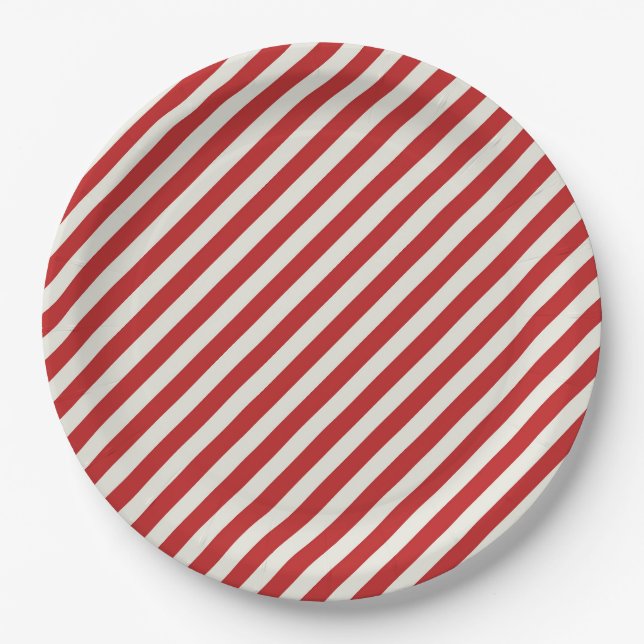 Assiettes En Carton Fêtes de Noël Rouge & Crème Beige Blanc Gris (Devant)