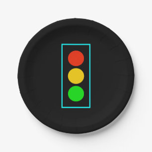 Assiettes En Carton Feu de commande avec bordure bleu clair