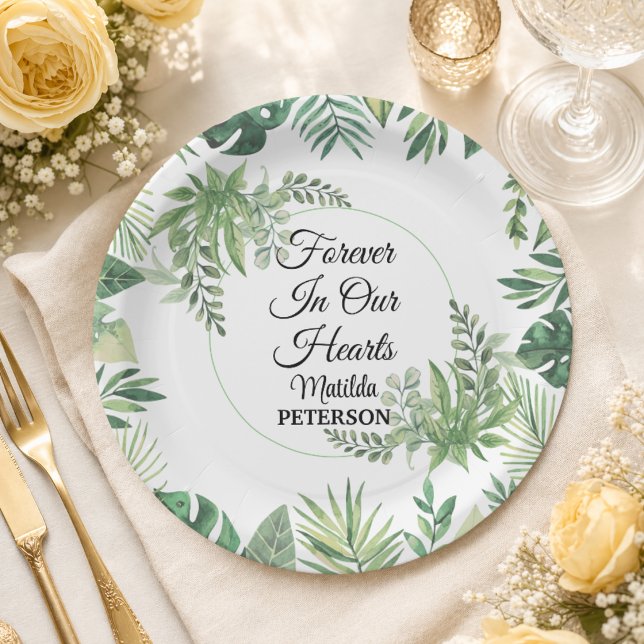 Assiettes En Carton Feuillage de verdure de jardin funéraire  (Créateur téléchargé)