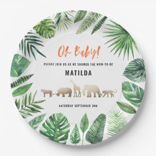 Assiettes En Carton Feuillage tropical + partie de baby shower