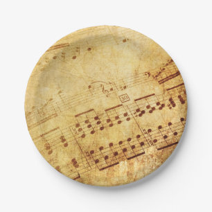 Assiettes En Carton Feuille d'antiquité Vintage dorée Partition