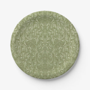 Assiettes En Carton Feuille de ginkgo biloba sur le vert d'avocat