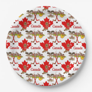Assiettes En Carton Feuille d'érable Canadien 150 ans