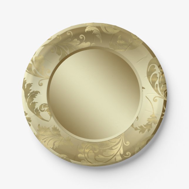 Assiettes En Carton Feuille d'or (Devant)