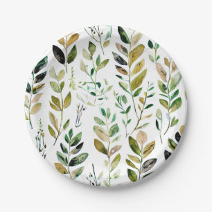 Assiettes En Carton Feuilles aux tons terreux pastel