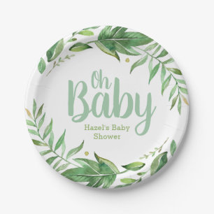 Assiettes En Carton Feuilles Boho Baby shower personnalisé