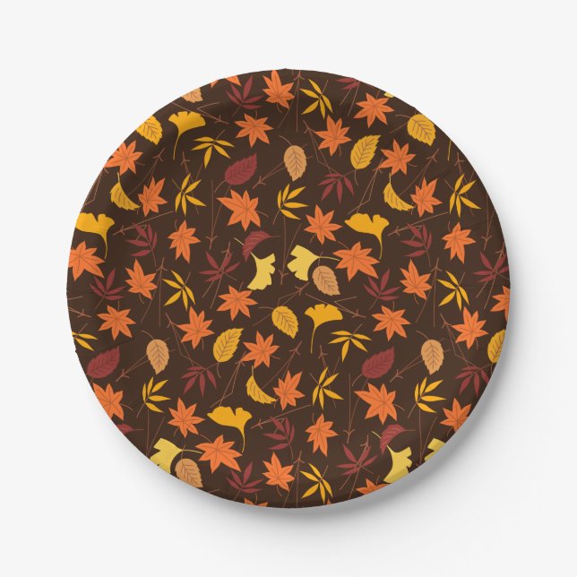 Assiettes En Carton Feuilles d'automne (Devant)