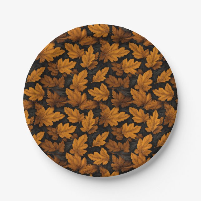 Assiettes En Carton Feuilles D'Automne Brown Et Orange Folio (Devant)