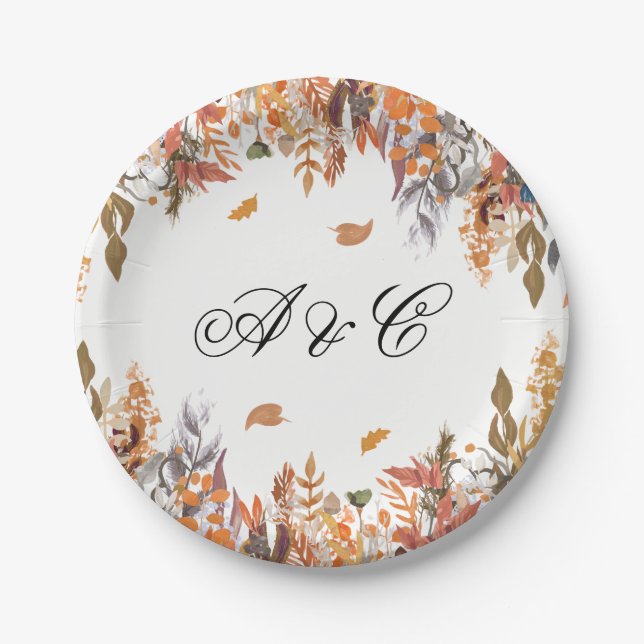 Assiettes En Carton Feuilles d'automne Plaques papier de fête de maria (Devant)