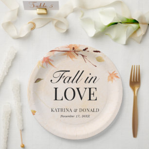 Assiettes En Carton Feuilles d'automne tombent amoureux Mariage