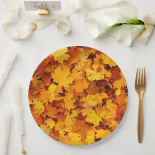 Assiettes En Carton Feuilles de l'érable d'automne