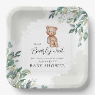 Assiettes En Carton Feuilles de l'Eucalyptus et Baby shower de l'ours