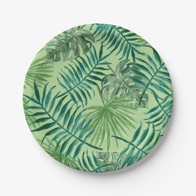 Assiettes En Carton Feuilles de palmier tropicales pour mariage sur la (Devant)