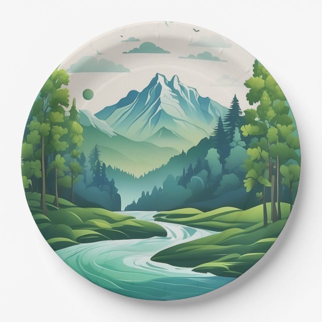 Assiettes En Carton Feuilles de papier du Parti (Devant)