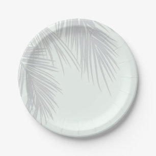 Assiettes En Carton Feuilles élégantes blanches de palmier tropical po