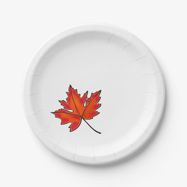 Assiettes En Carton Feuilles rouges, feuilles d'érable, couleurs d'aut (Devant)