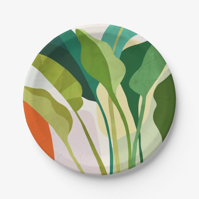 Assiettes En Carton Feuilles tropicaux (Devant)