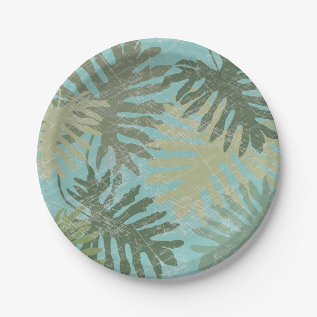 Assiettes En Carton Feuilles tropicaux défraîchis (Devant)