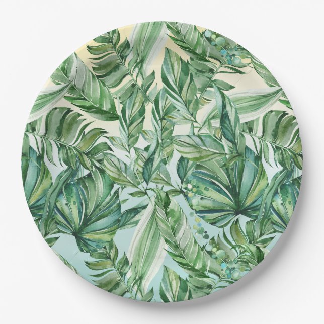 Assiettes En Carton Feuilles tropicaux Ombre (Devant)