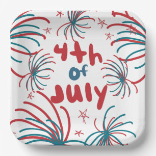 Assiettes En Carton Feux d'artifice 4 juillet Étoiles BBQ Anniversaire