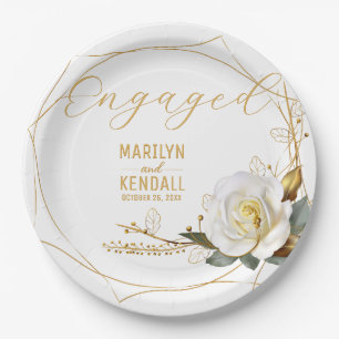 Assiettes En Carton Fiançailles rose Gold