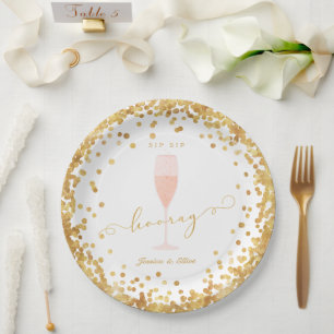 Assiettes En Carton Fiançailles Sip Sip Hooray   Bachelorette   Douche