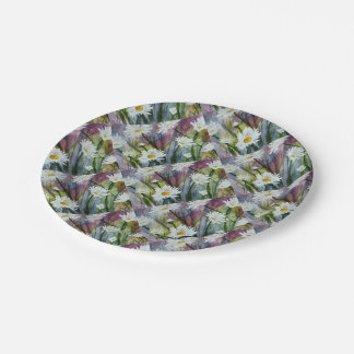 ASSIETTES EN CARTON FIELD OF WHITE DAISY FLOWERS PAPER PLATE