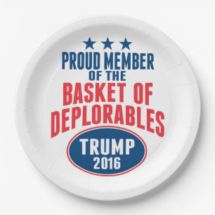 Assiettes En Carton Fier membre du panier des déplorables - Trump