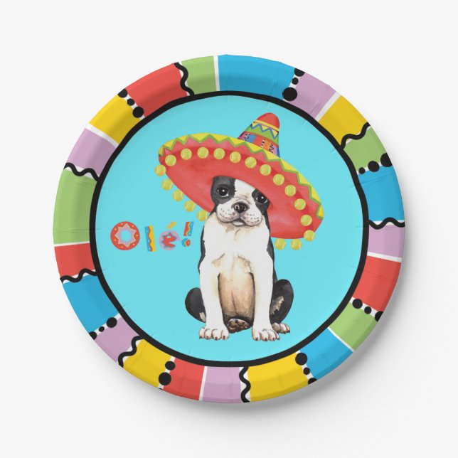 Assiettes En Carton Fiesta Boston Terrier (Devant)