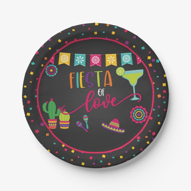 Assiettes En Carton Fiesta de Love Wedding shower Party Plaque (Devant)
