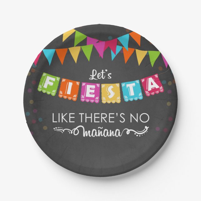Assiettes En Carton Fiesta Mexicaine Plaque Papier Party Mañana Annive (Devant)
