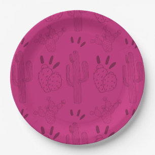 Assiettes En Carton Fiesta mexicaine Taco Cactus rose