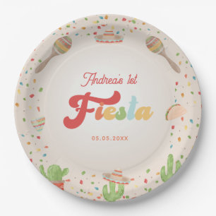 Assiettes En Carton Fiesta Super colorée 1er anniversaire Genre Neutre