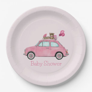 Assiettes En Carton Fille Baby shower Fiat 500