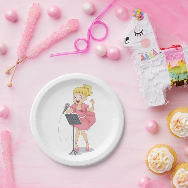 Assiettes En Carton Fille chante (Créateur téléchargé)
